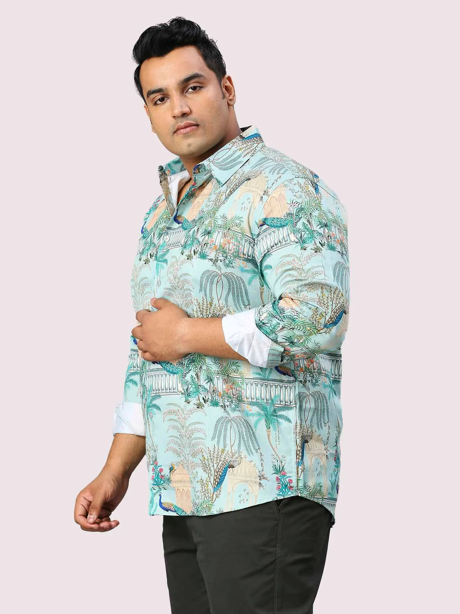 Aqua Island Digital Printed Full Sleeve Men's Plus Size Shirt