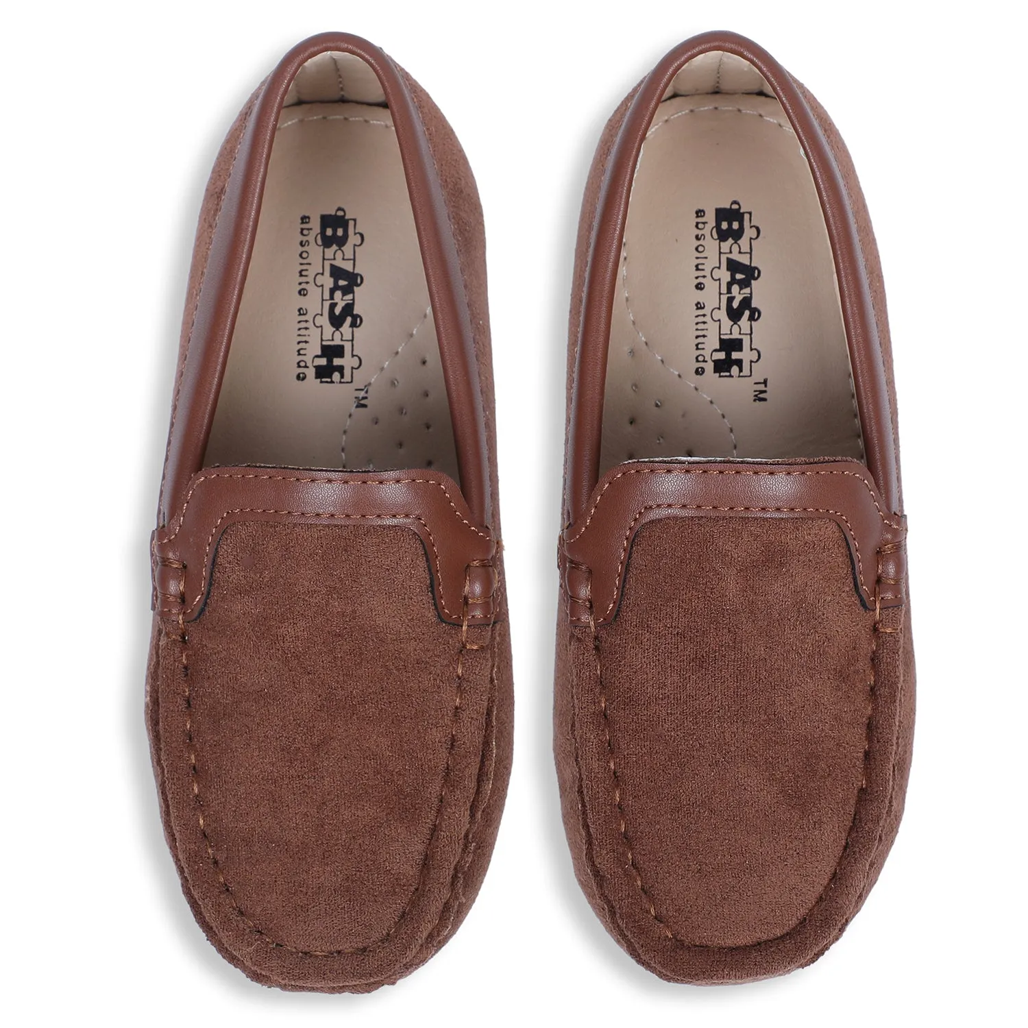 Baby Moo x Bash Kids Suede Loafer Shoes - Tan