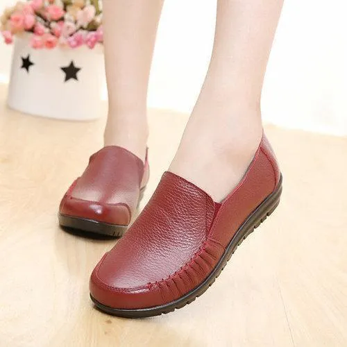 Big Size Leather Comfortable Moccasins Soft Casual Women Flat Shoes