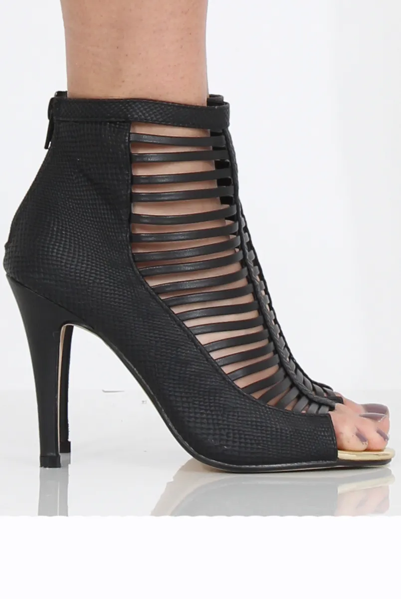 Black Caged Heels - Janet