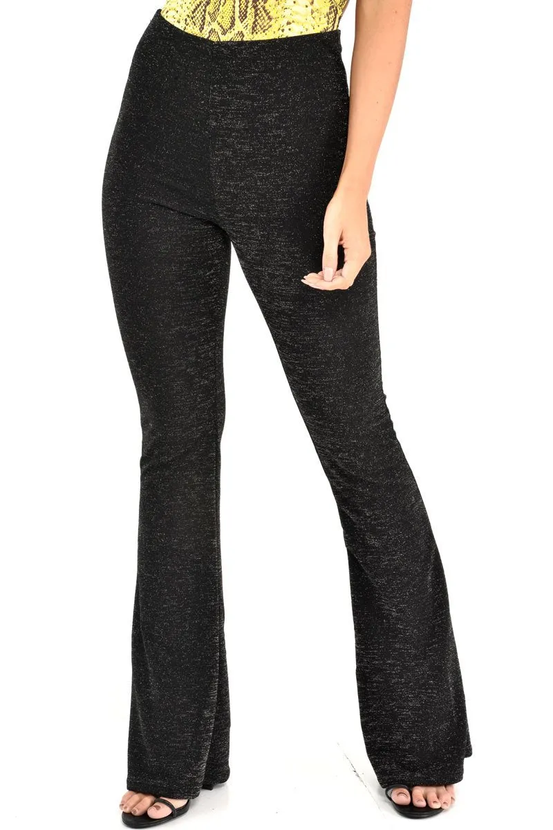 Black Glitter Kick Flare Trousers - Chlo