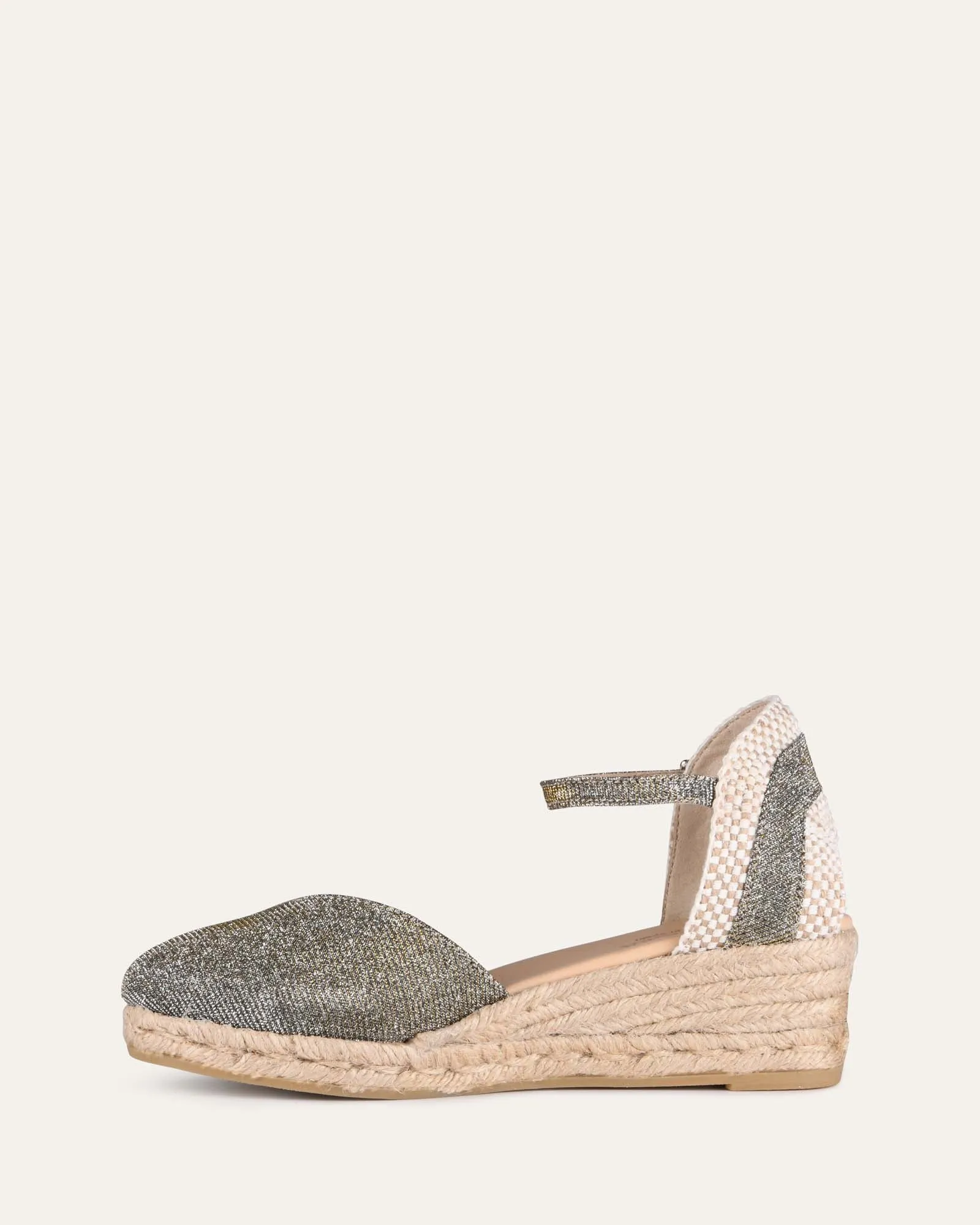 CALISTA LOW HEEL WEDGE ESPADRILLES METALLIC