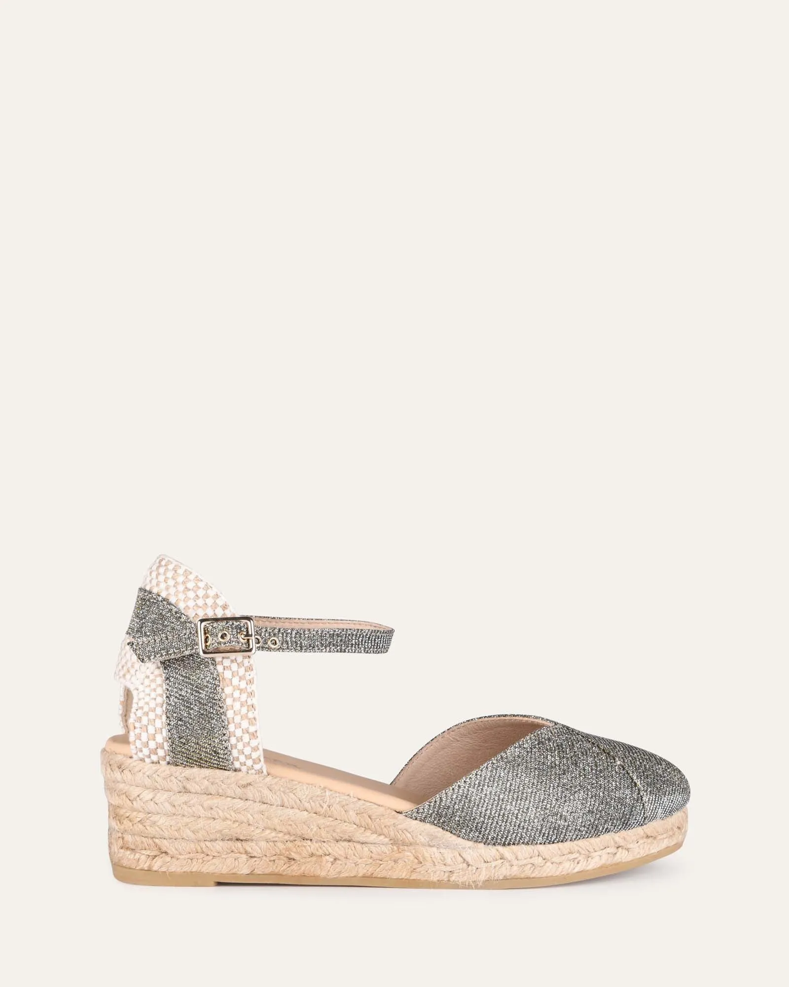 CALISTA LOW HEEL WEDGE ESPADRILLES METALLIC