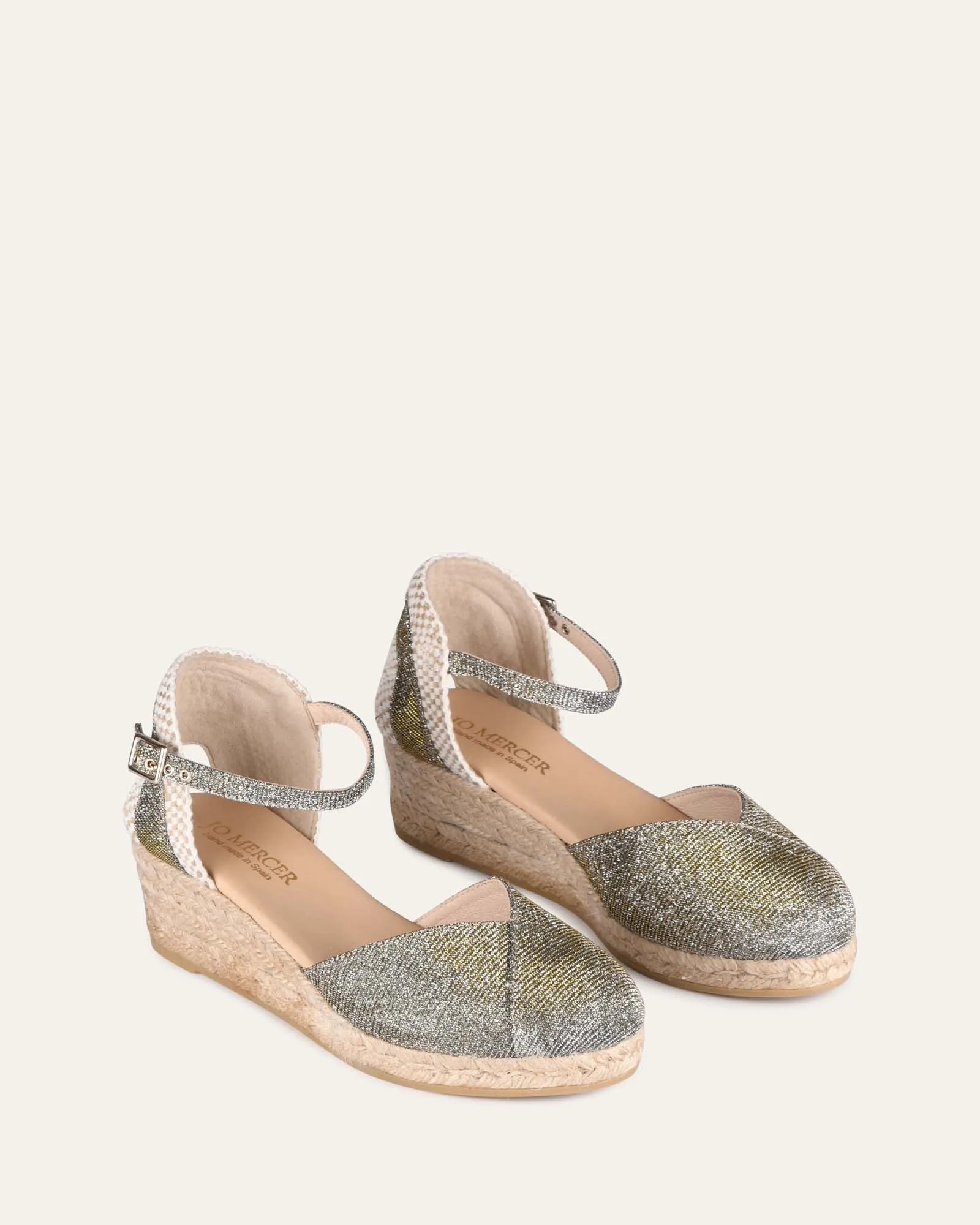 CALISTA LOW HEEL WEDGE ESPADRILLES METALLIC