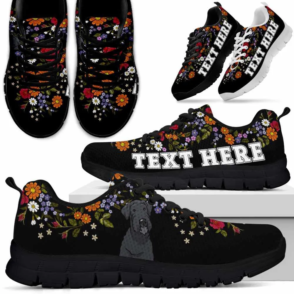 Custom Name Schnauzer Sneaker, Schnauzer Flower Floral Colorful Dog Lovers Sneakers Gym Running Shoes, Best Running Shoes