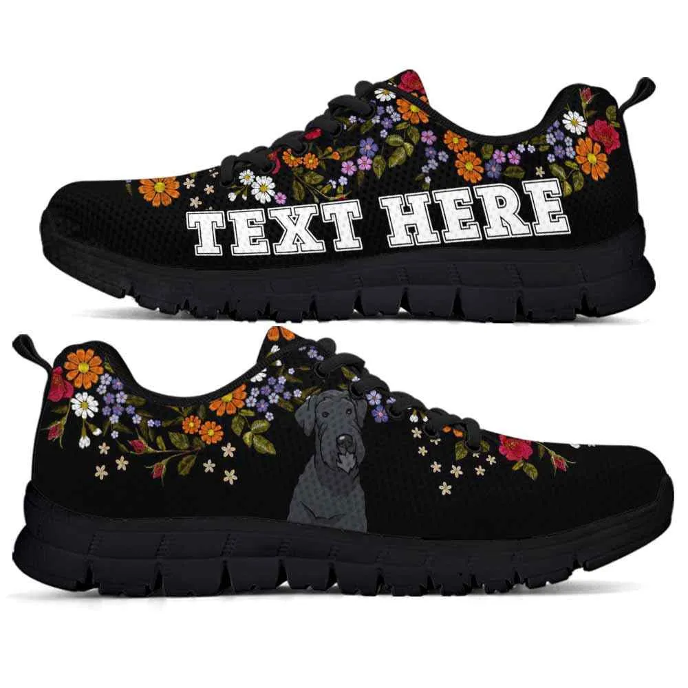 Custom Name Schnauzer Sneaker, Schnauzer Flower Floral Colorful Dog Lovers Sneakers Gym Running Shoes, Best Running Shoes