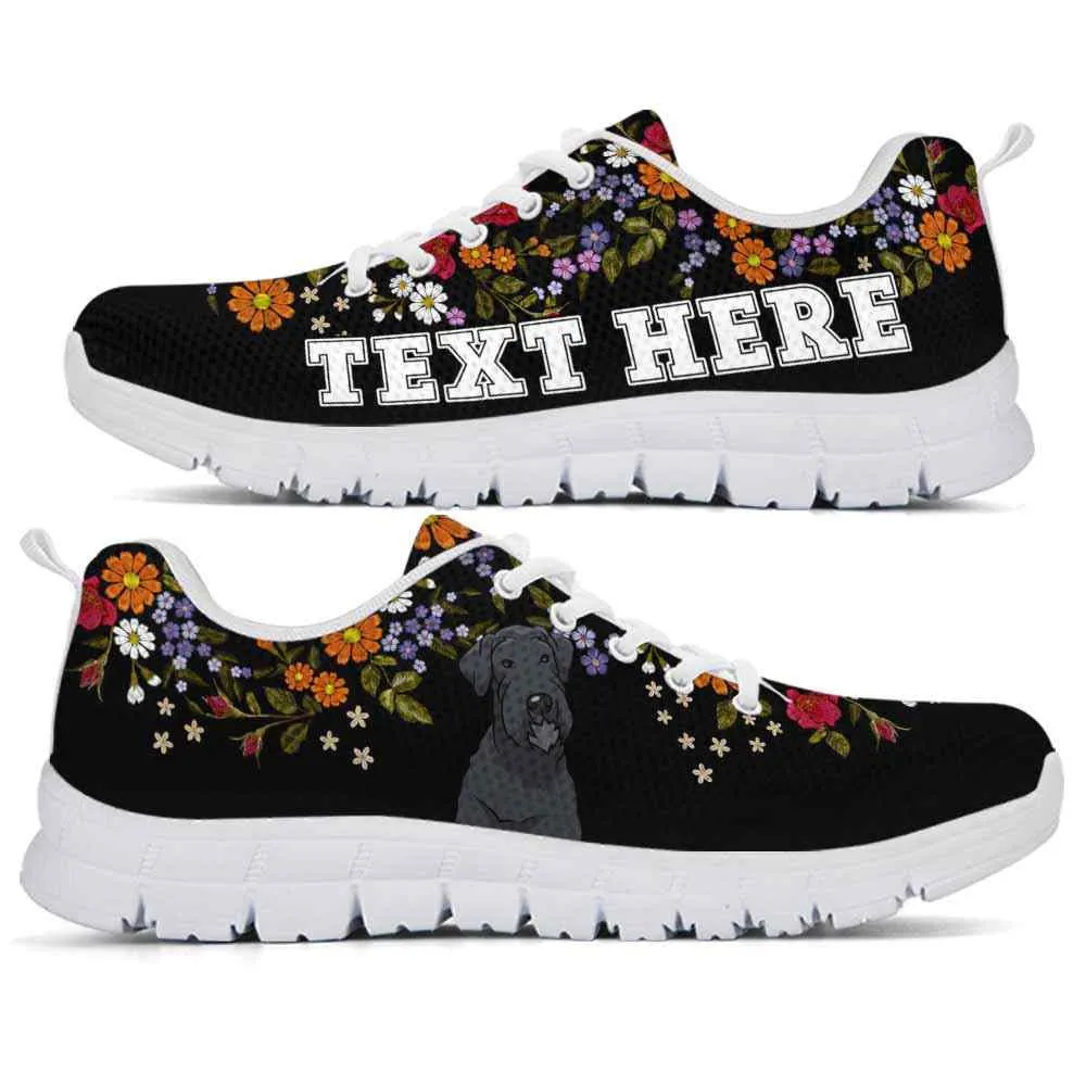 Custom Name Schnauzer Sneaker, Schnauzer Flower Floral Colorful Dog Lovers Sneakers Gym Running Shoes, Best Running Shoes