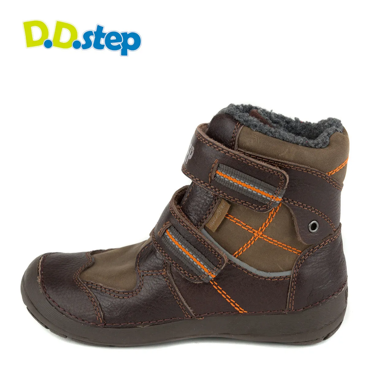 D.D. Step big kid shoes/winter boots with faux fur insulation brown size US 13-4