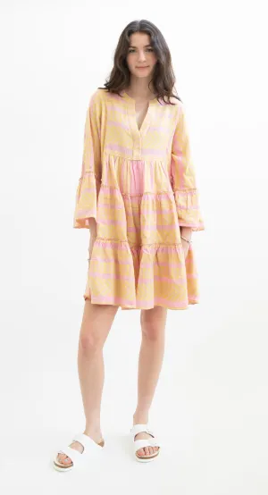 Devotion Twins Ella Short Dress in Yellow and Pink