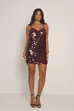 DISC SEQUIN SLIP DRESS