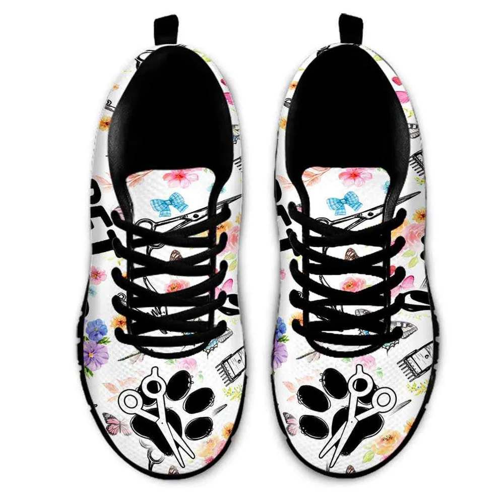 Dog Groomer Sneaker, Dog Groomer Flower Love Pattern Sneakers Shoes, Best Running Shoes, Unique Gifts For Dog Lovers