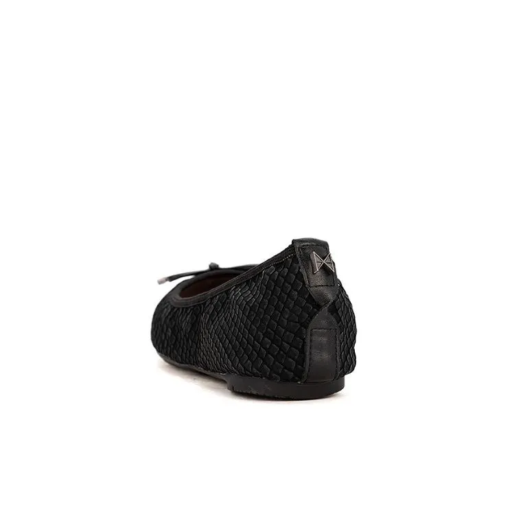 FRANKIE Ballet Flat Shoes - Black Python