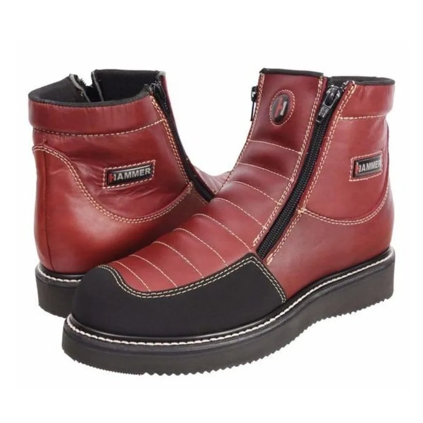 Hammer 338 Wine, prime leather, light weight PU sole, oil and slip resistance, double Zipper.