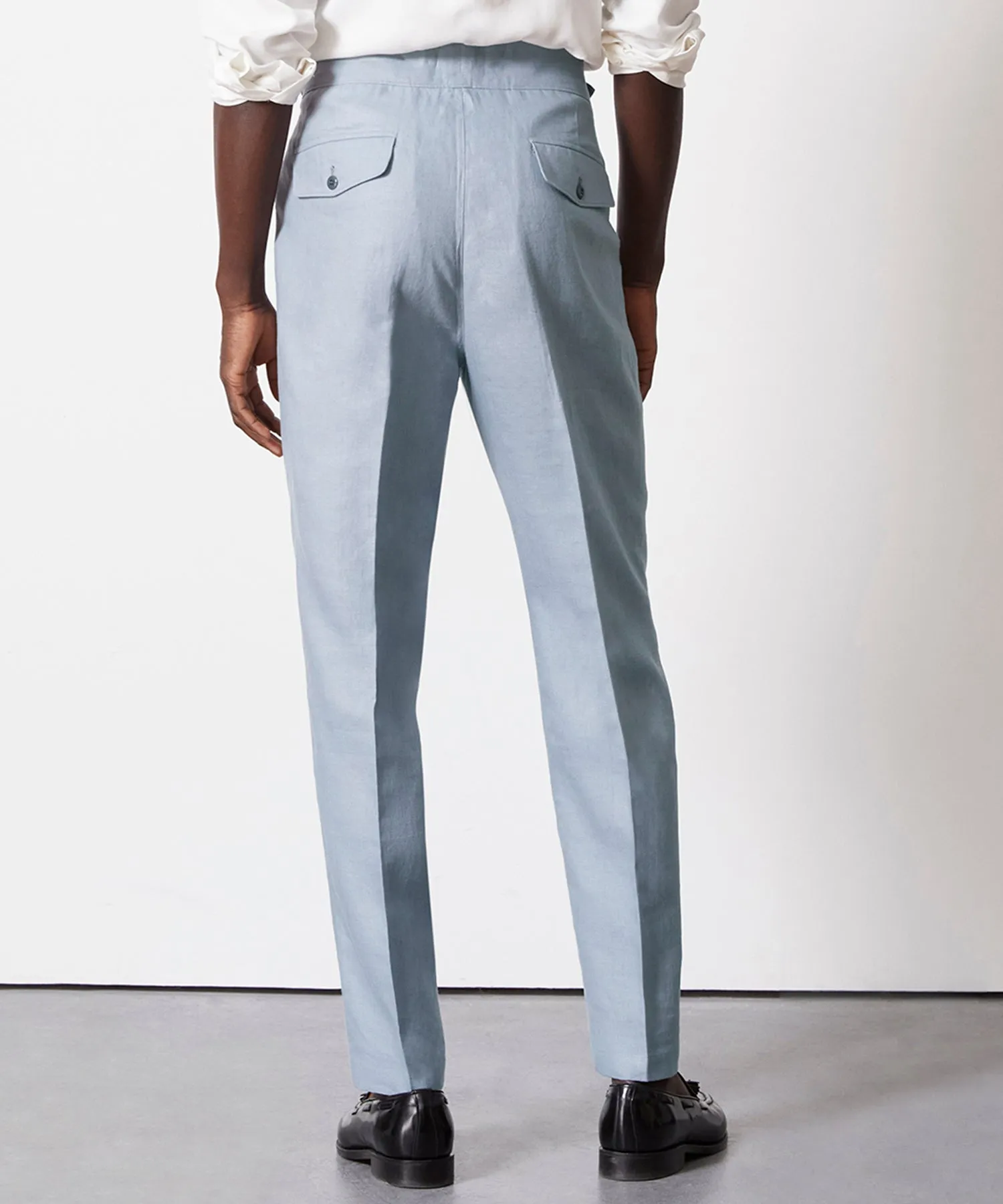 Irish Linen Gurkha Trouser in Steel Blue