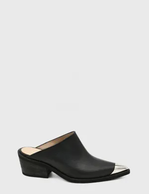 Isabelle western mules in black leather womens shoes