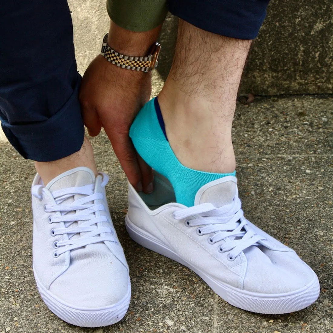 Neon Blue "No-Show" Bamboo Socks