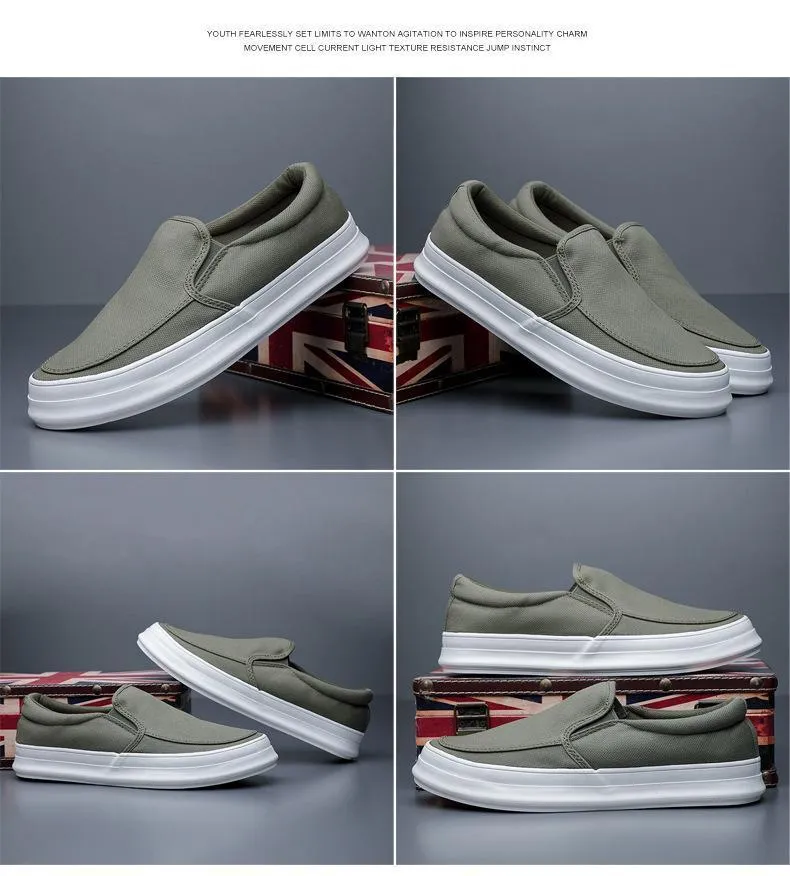 New Men's Casual Shoes Breathable Canvas Shoes Lightweight Soft Flat Shoes Outdoor