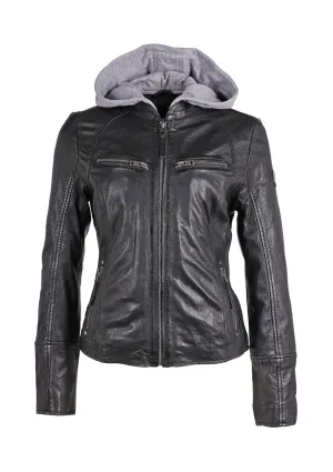 Nola Hooded Leather Jacket