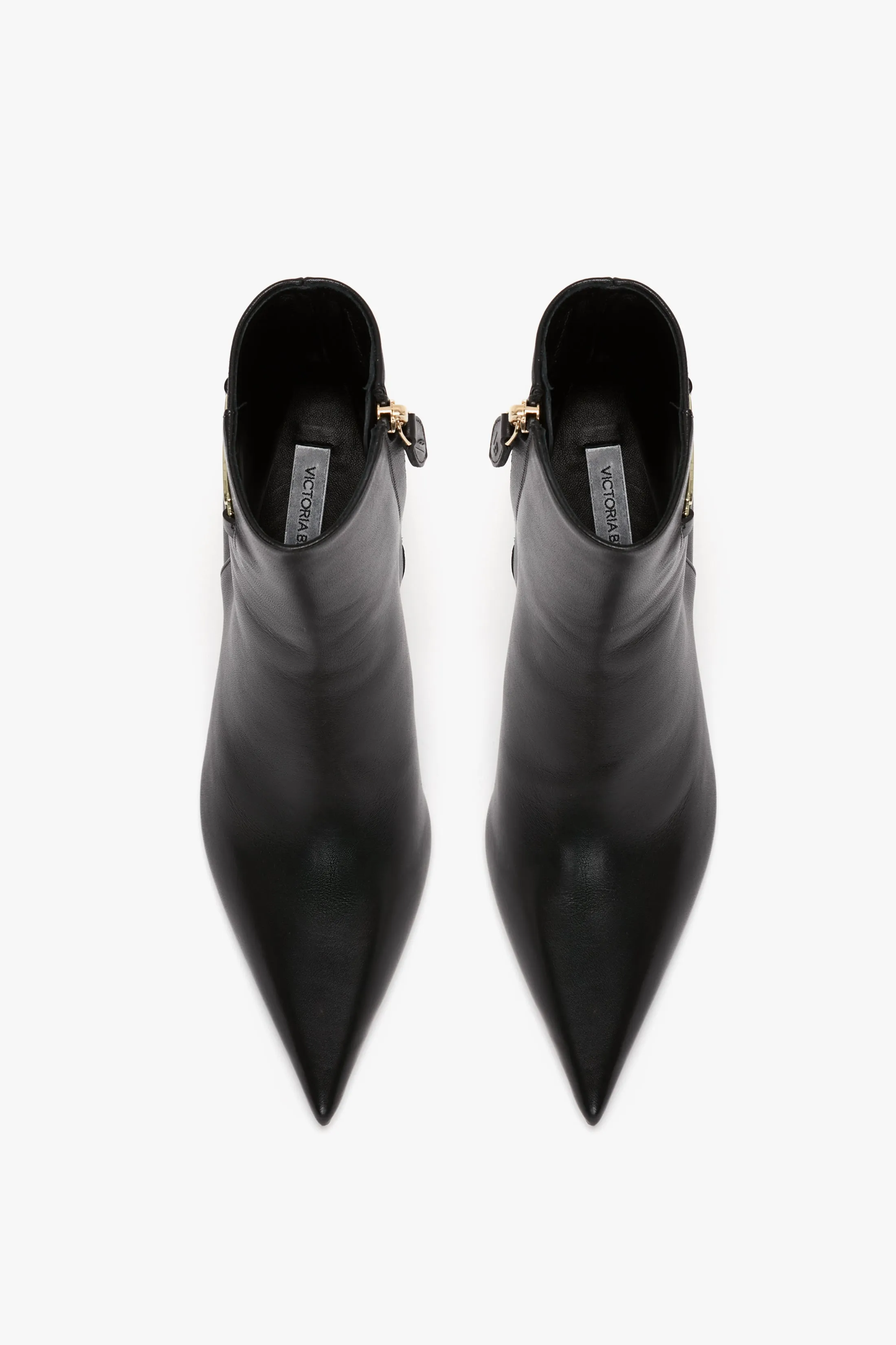 Pointed Toe Half Boot In Black Leather