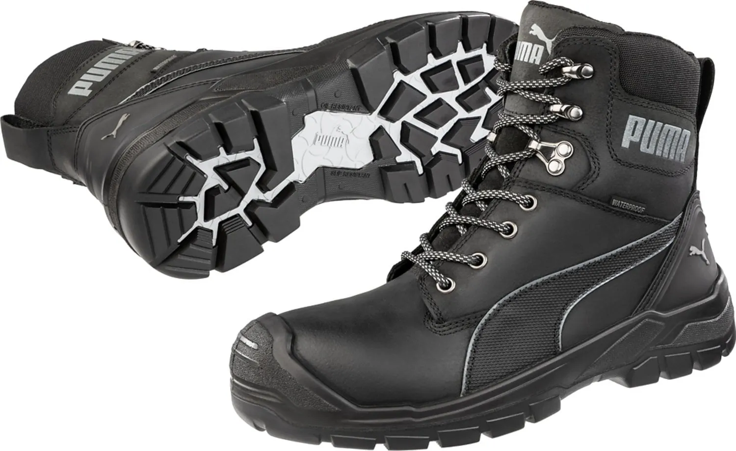 Puma Safety Womens Conquest CTX High EH WP ASTM Black Leather Work Boots