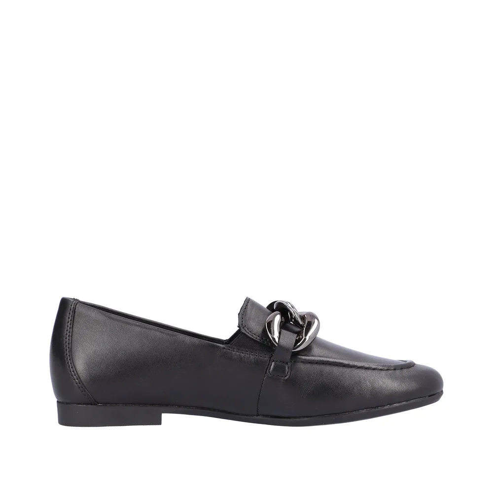 Remonte D0K00-00 Odeon Black Chain Detail Leather Loafers