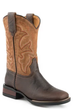 Roper Kids Boys Brown/Tan Leather Monterey Cowboy Boots