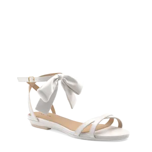 The Brynn - White Satin Bow Flat