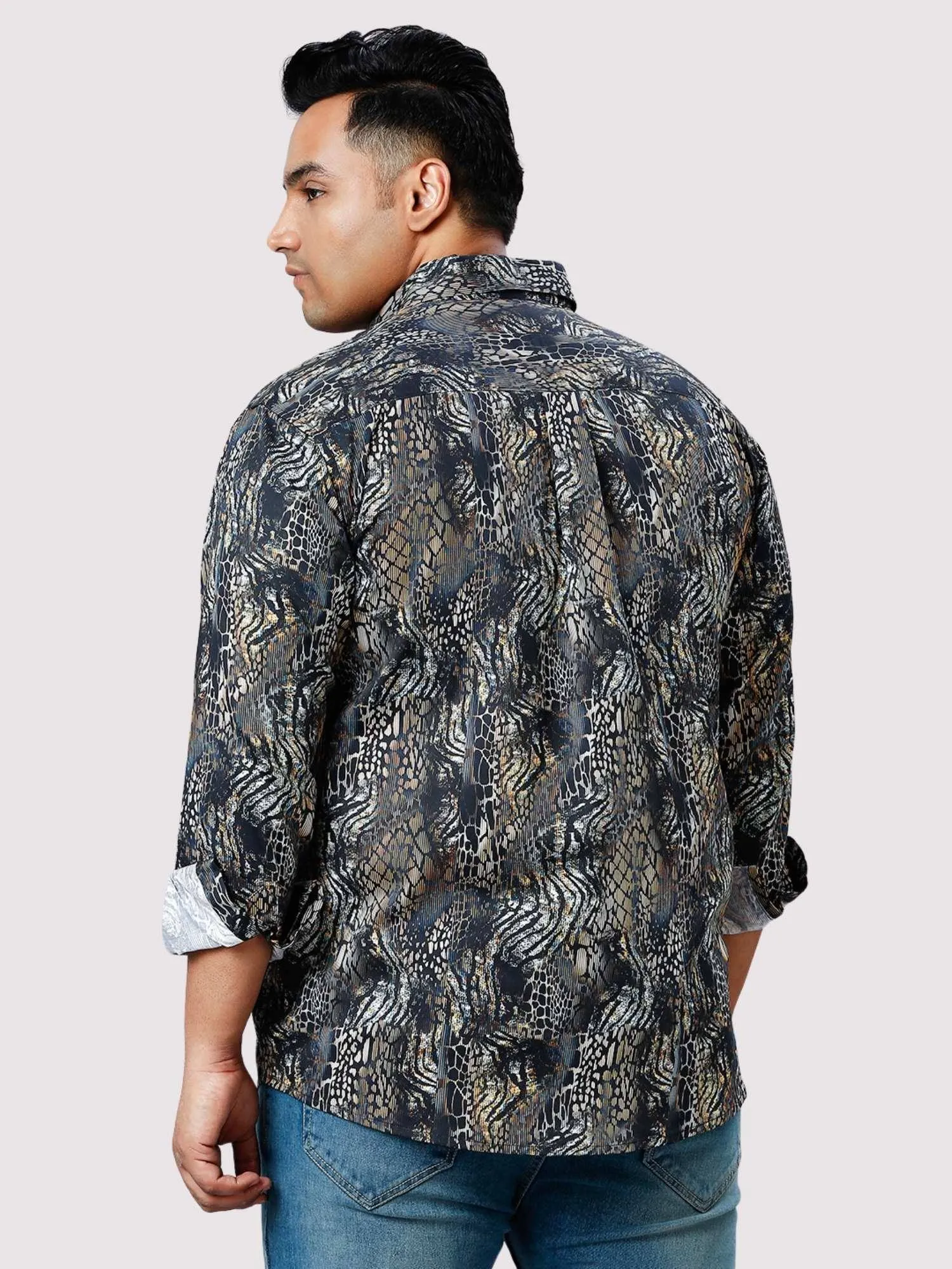 Wild Wave Digital Printed Full Sleeve Shirt Men's Plus Size