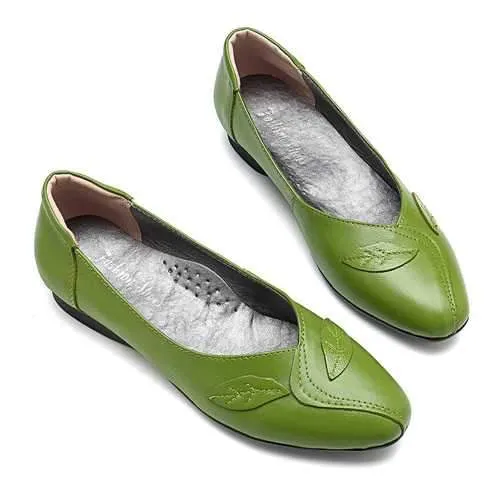 Women Shoes Leaf Comfortable Causal Slip On Flats