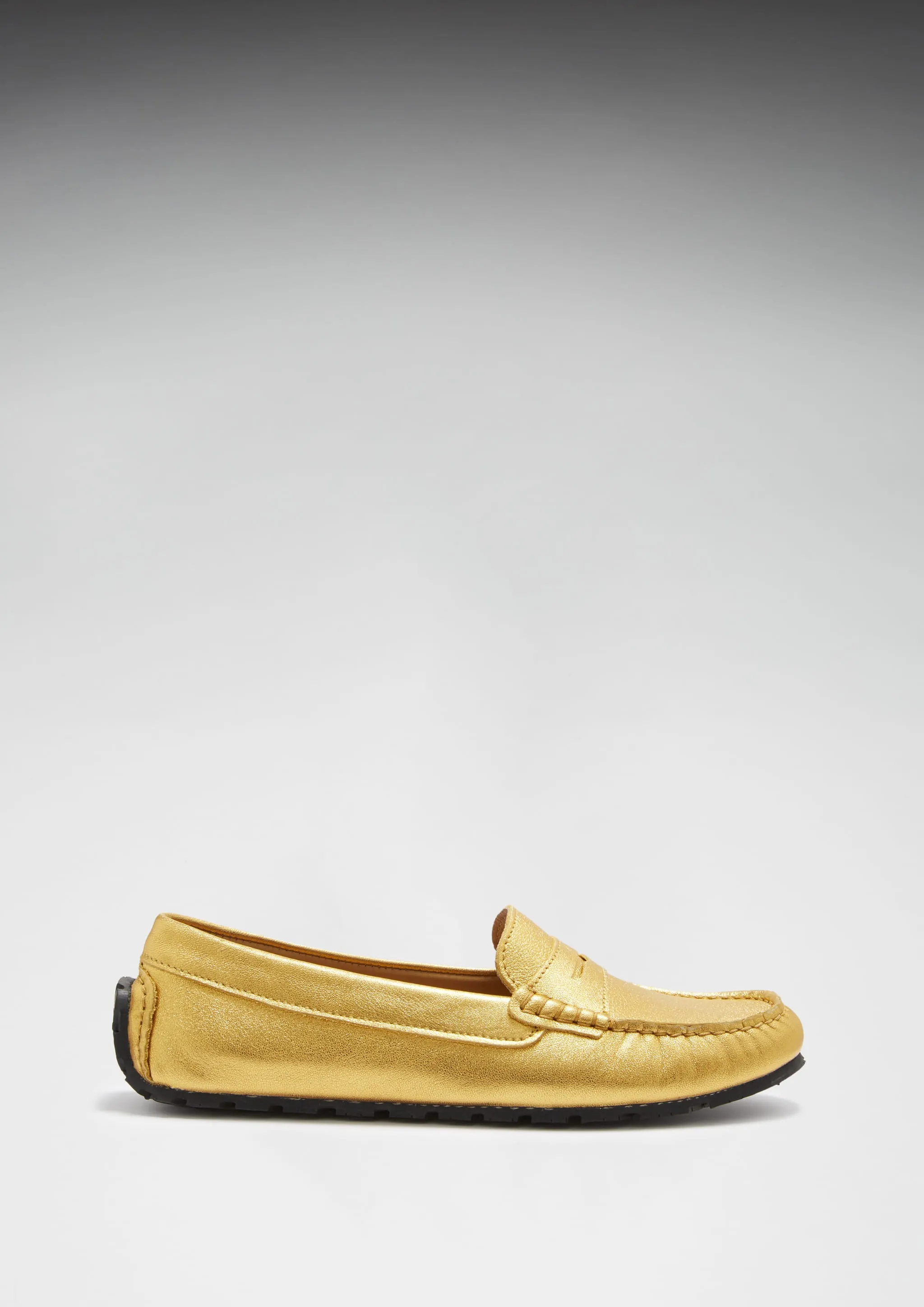 Women's Tyre Sole Penny Loafers, yellow gold leather