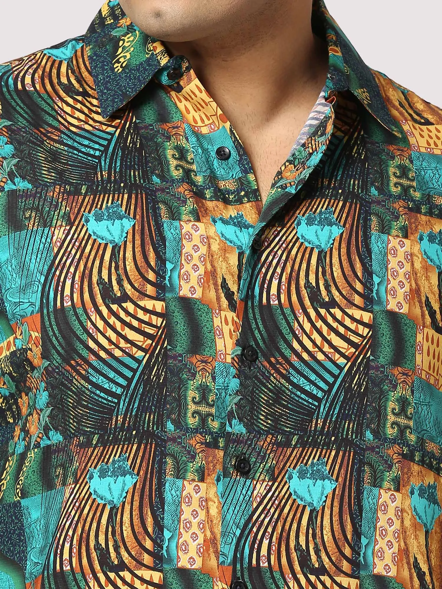 Zeus Digital Printed Half Shirt Men's Plus Size